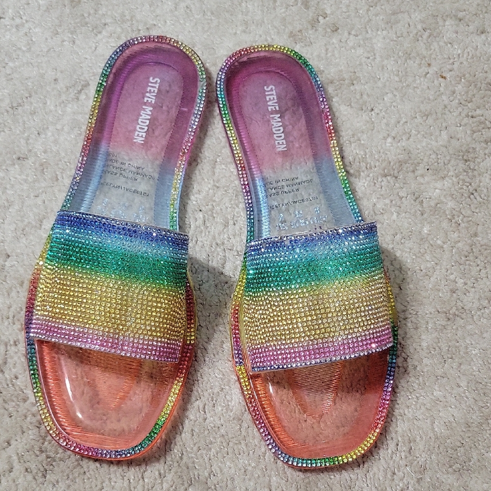 Steve Madden Multicolor Crystal Slide Sandals